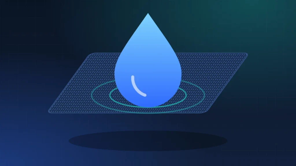 Illustration of a water droplet and ripples on carpet, for carpet water damage restoration in Fremont, CA